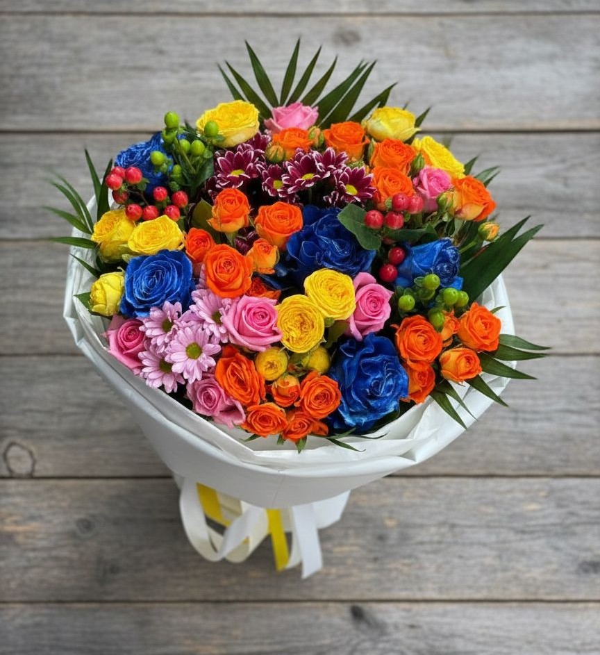 Букет цветов из: Розы и Хризантемы в Окуловке