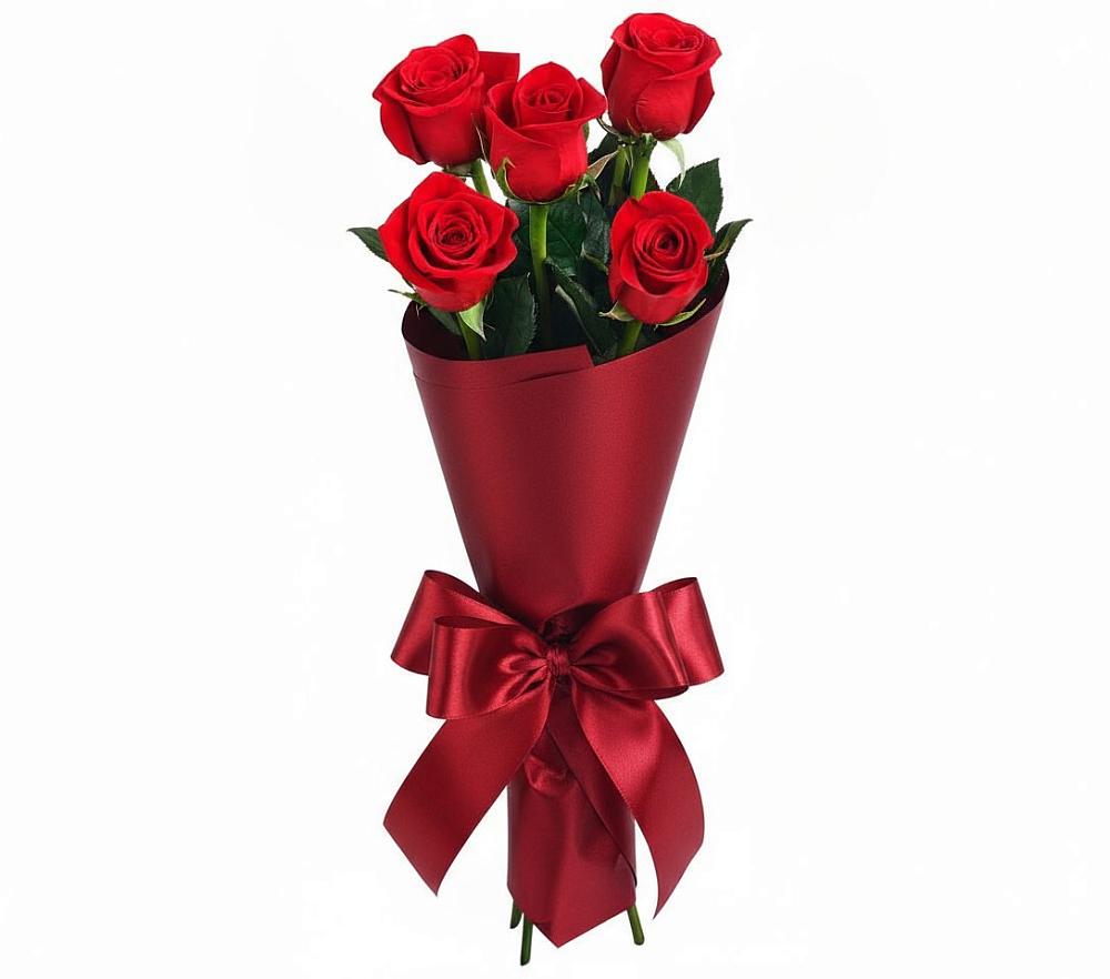 Букет 5 Красных роз Эдлесс Лав в Окуловке