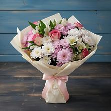 Букет цветов из:  Хризантемы, Альстромерии и Розы в Окуловке