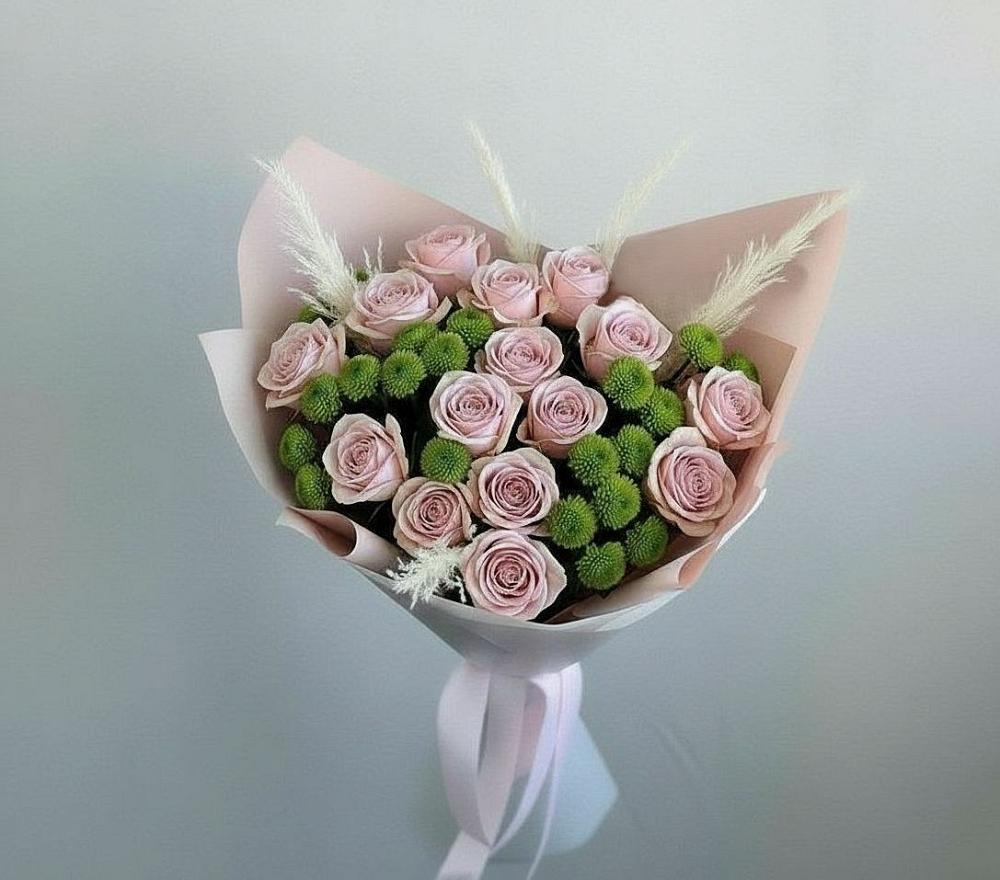 Букет цветов из: Розы и Хризантемы в Окуловке