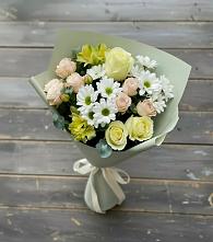 Букет цветов из:  Альстромерии, Розы и Хризантемы в Окуловке