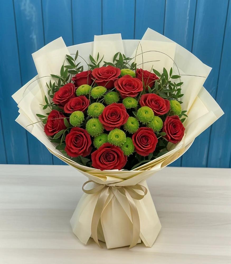 Букет цветов из: Розы и Хризантемы в Окуловке